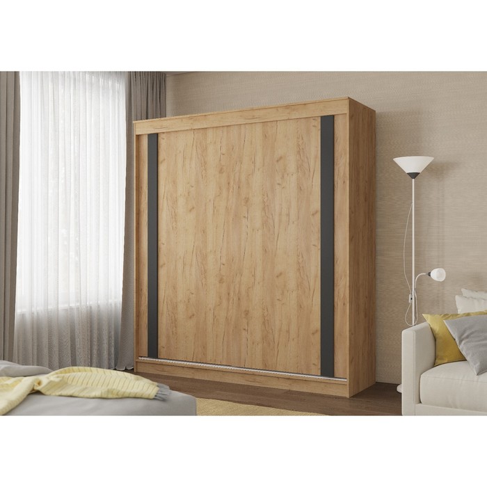 Шкаф-купе «1500 Тодор», 1500×620×2200 мм, дуб крафт золотой/черный глянец - Фото 1