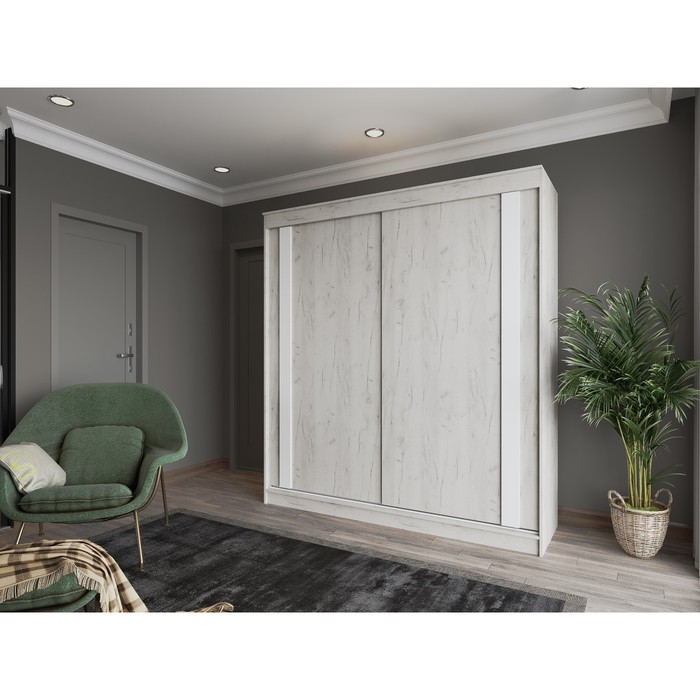 Шкаф-купе «2000 Тодор», 2000×620×2200 мм, дуб крафт белый/белый глянец - Фото 1