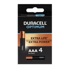 Батарейка алкалиновая Duracell OPTIMUM, AAA, LR03-4BL, 1.5В, блистер, 4 шт. - фото 10158043