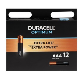 Батарейка алкалиновая Duracell OPTIMUM, AAA, LR03-12BL, 1.5В, блистер, 12 шт. 9422689