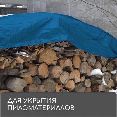 Тент защитный, 8×4 м, плотность 60 г/м², УФ, люверсы шаг 1 м, тарпаулин, УФ, синий