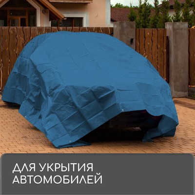 Тент защитный, 8×4 м, плотность 60 г/м², УФ, люверсы шаг 1 м, тарпаулин, УФ, синий