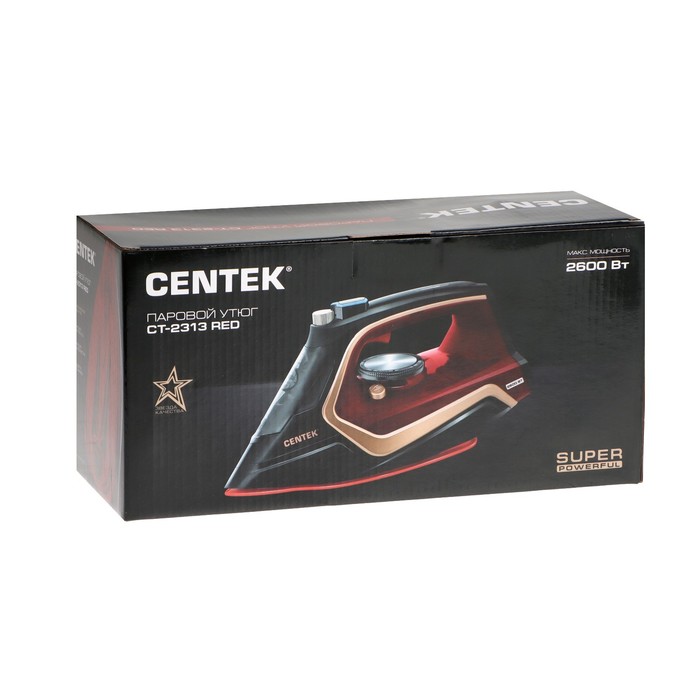 Утюг Centek CT-2313, 2600 Вт, 350 мл, керамика, капля-стоп, пар. удар, самоочистка, красный - фото 51324489 Утюг Centek CT-2313, 2600 Вт, 350 мл, керамика, капля-стоп, пар. удар, самоочистка, красный - фото 51324489