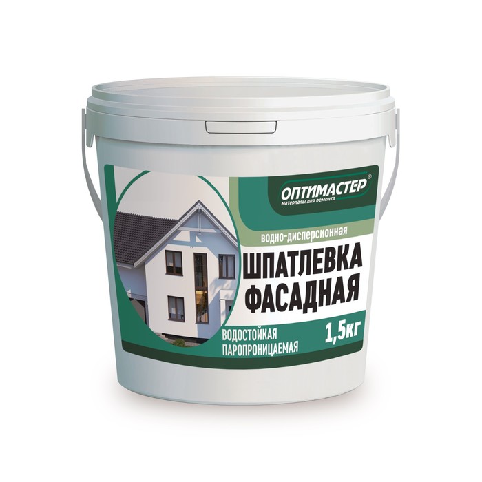Шпатлевка акриловая фасадная водостойкая, 1.5 кг