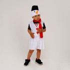 Карнавальный костюм «Снеговик» меховой: шорты, жилет, шарф, шапка с ведром, р. 28, рост 98–104 см - фото 51163639
