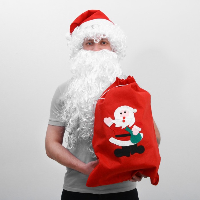Карнавальный набор «Деда Мороза»: парик, борода, мешок, колпак - Фото 1