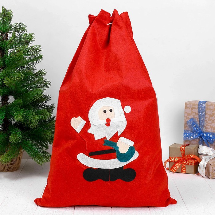 Мешок Деда мороза, с аппликацией, 40 × 60 см