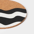 Набор подставок под горячее Доляна «Волнение», под кружку, пробка, 6 шт, d=10 см - Фото 3