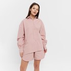 Костюм женский (рубашка, шорты) MINAKU: Oversize цвет тёмно-розовый, размер 42 - фото 11519101