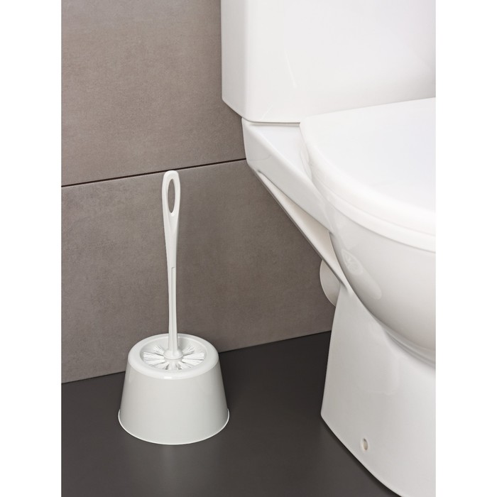 Комплект для туалета: ёршик с подставкой Rambai, d=15,5 см, h=35 см, цвет серый - Фото 1