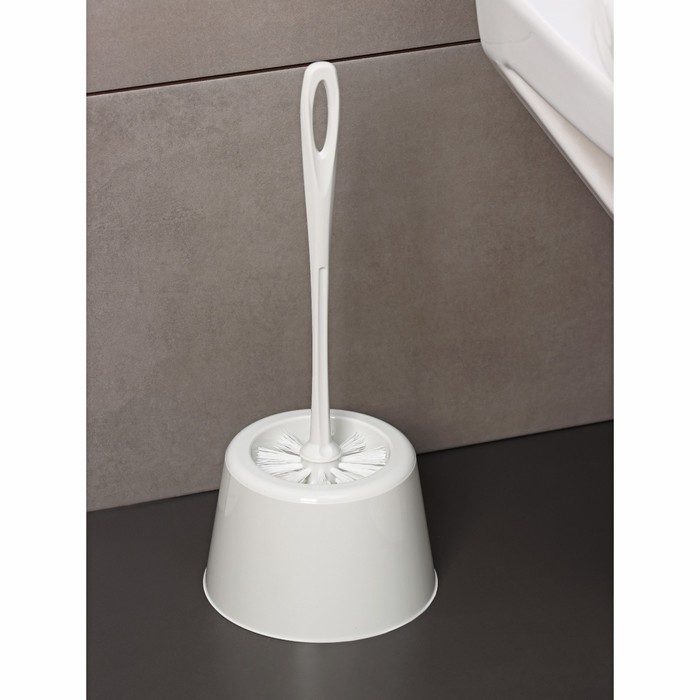 Комплект для туалета: ёршик с подставкой Rambai, d=15,5 см, h=35 см, цвет серый - фото 1888479744