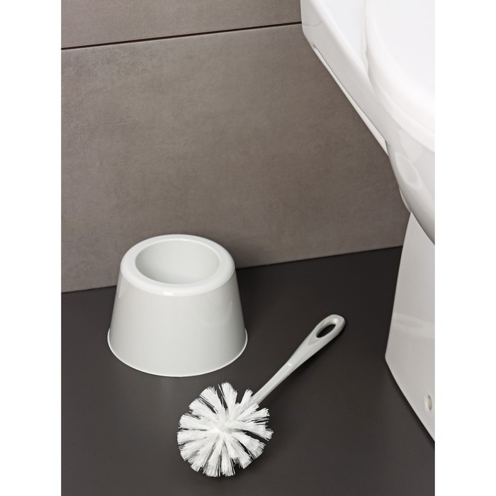 Комплект для туалета: ёршик с подставкой Rambai, d=15,5 см, h=35 см, цвет серый - фото 1888479745