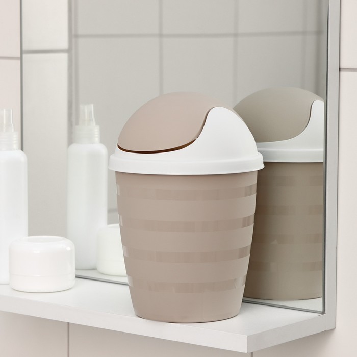 Контейнер для мусора Rambai, 1,5 л, круглый, бежевый - Фото 1