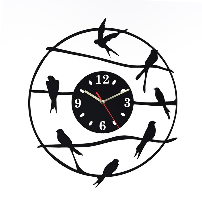 Часы настенные из металла "Птички", плавный ход, 40 х 40 см - фото 1926574503