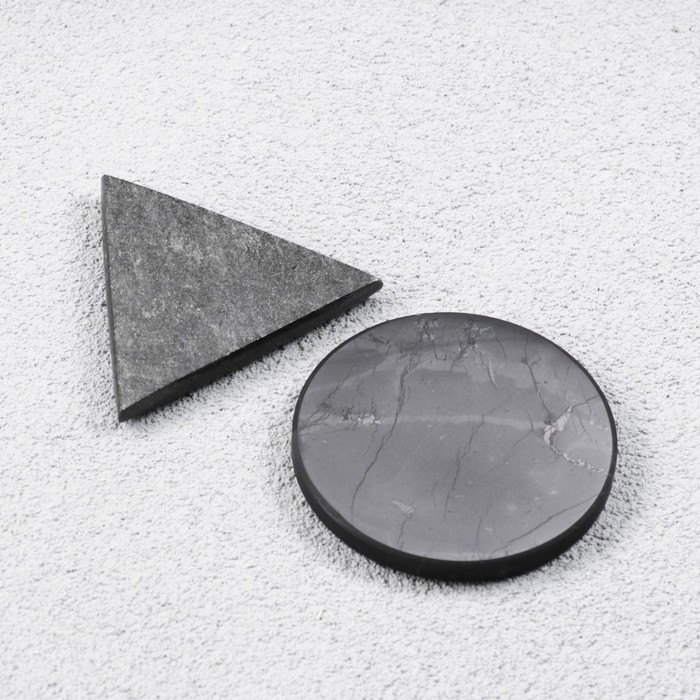 Карманные гармонизаторы, круг и треугольник ,  Шунгит-Талькохлорит, 3 см - Фото 1