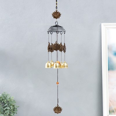 Музыка ветра «Спираль. Лотосы», металл, 5 колокольчиков, 46 см