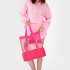 Сумка - шопер пляжная c термо-карманом , 42х37х15 см, розовый цвет - фото 10792393