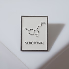 Значок "Молекулы" серотонин, цвет белый в серебре
