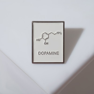Значок «Молекулы» дофамин, цвет белый в серебре