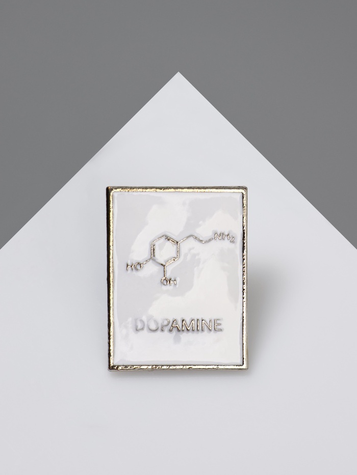 Значок «Молекулы», дофамин, белый в серебре - Фото 1