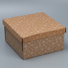 Коробка подарочная складная бурая, упаковка, «Звёзды», 30 х 28.5 х 15.3 см