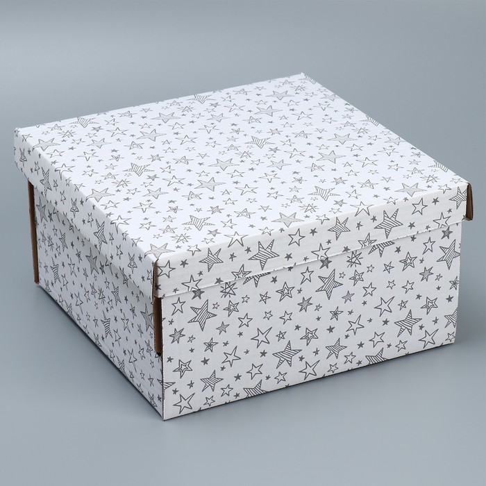 Складная коробка белая «Звезды», 28х28х15 см