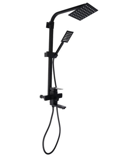 УЦЕНКА Душевая система ZEIN Z1006, смеситель, тропическая и ручная лейка, стойка, черный