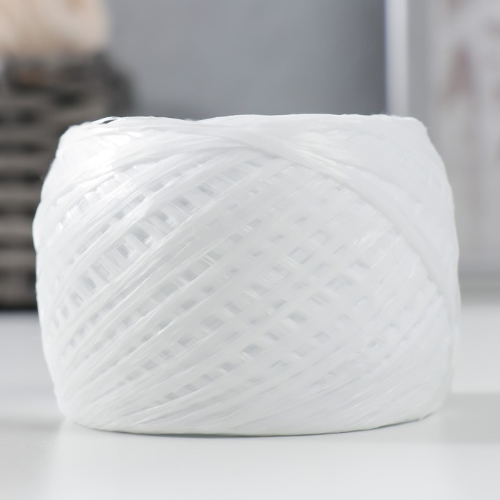 Пряжа "Для вязания мочалок" 100% полипропилен 300м/75±10 гр в форме клубка (белый матовый)