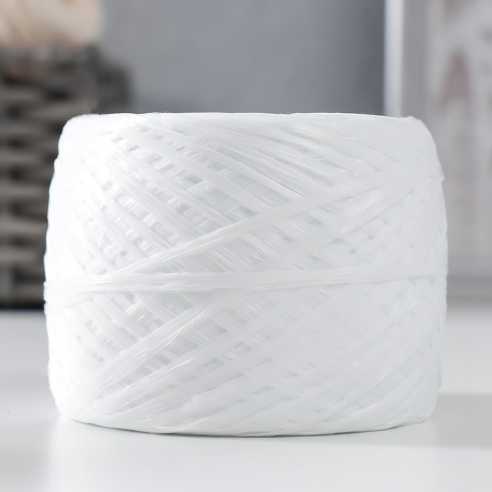 Пряжа "Для вязания мочалок" 100% полипропилен 400м/100±10 гр в форме клубка (белый матовый)