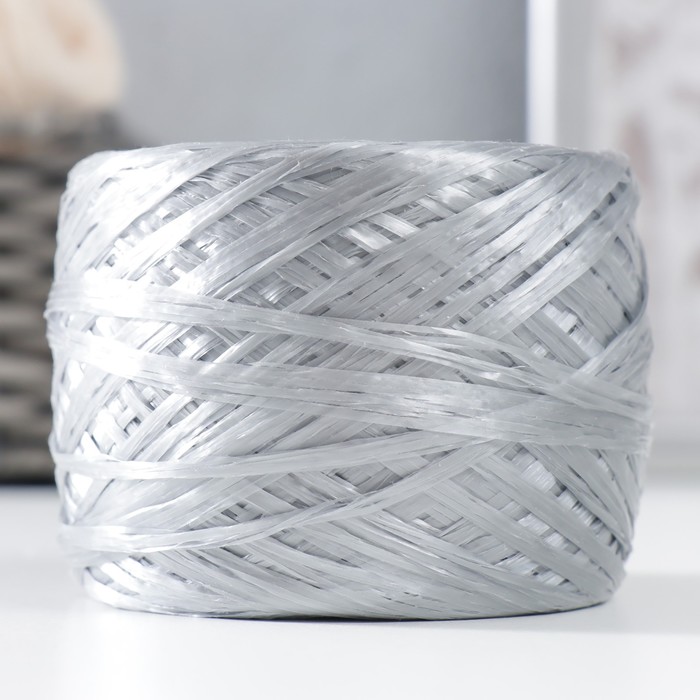 Пряжа "Для вязания мочалок" 100% полипропилен 400м/100±10 гр в форме клубка (серебро)