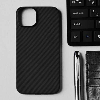 Чехол Hoco для телефона iPhone 14, кевларовая текстура, поддержка MagSafe, чёрный