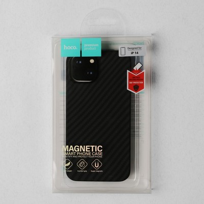 Чехол Hoco для телефона iPhone 14, кевларовая текстура, поддержка MagSafe, чёрный