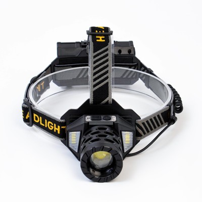 Фонарь налобный аккумуляторный, 50 Вт, 4500 мАч, 2000 Лм, XHP, LED, USB, 4 режима