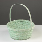 Корзина плетёная для хранения, 26×26×12 см, ручка h=18 см, бамбук, зелёная - Фото 2