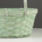 Корзина плетёная для хранения, 26×26×12 см, ручка h=18 см, бамбук, зелёная - Фото 3