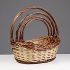 Набор плетеных корзин, 4 шт, 48х35х13/18 - 30х20х8/12 см, бежевый-коричневый, ива - фото 22543521