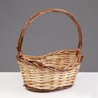 Набор плетеных корзин, 4 шт, 48х35х13/18 - 30х20х8/12 см, бежевый-коричневый, ива - фото 22543522