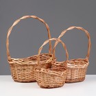 Корзин плетёная для хранения Fot, ива, бежевая, набор 3 шт. - Фото 1