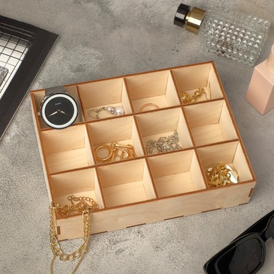 Подставка для украшений 12 ячеек, 20×15×5 см, толщина 3 мм, цвет бежевый