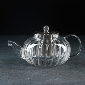 Чайник стеклянный заварочный с металлическим ситом «Джеки», 700 мл, 21×13,5×11 см