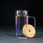 Банка стеклянная с ручкой, крышкой и трубочкой Magistro «Эко», 620 мл, цвет перламутровый - Фото 2