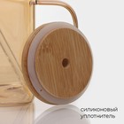 Банка Magistro «Эко», 620 мл, ручка, трубочка, с бамбуковой крышкой, стекло, прозрачная, золотая - Фото 3