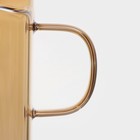 Банка Magistro «Эко», 620 мл, ручка, трубочка, с бамбуковой крышкой, стекло, прозрачная, золотая - Фото 5