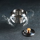 Чайник стеклянный заварочный «Эпле», 600 мл, с металлическим ситом - фото 4368497