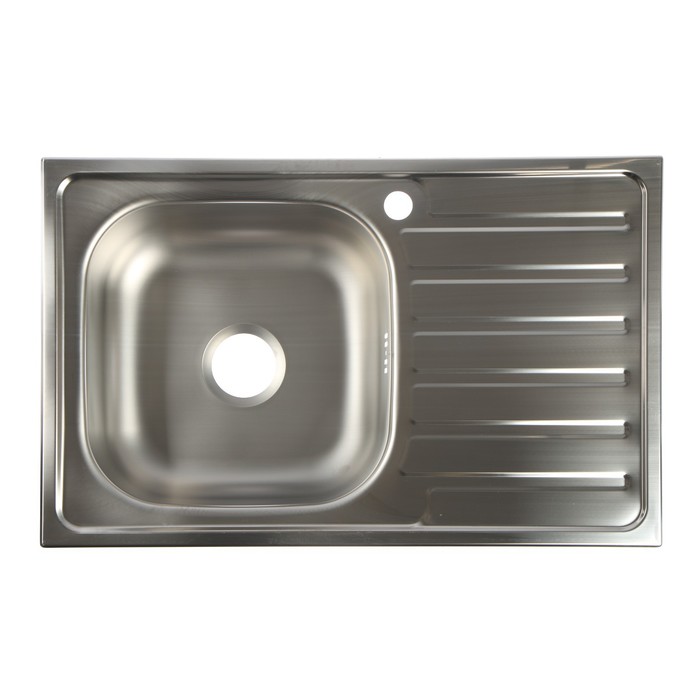 Мойка кухонная Владикс, врезная, с сифоном, 76х48 см, левая, нержавеющая сталь 0.6 мм