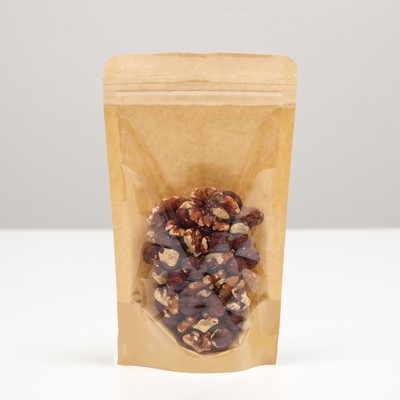 Пакет Zip-lock Крафт с прозрачной стенкой 12×20 + 4 см