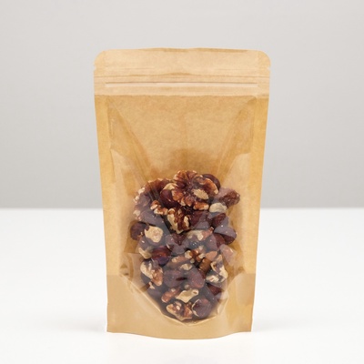 Пакет Zip-lock Крафт с прозрачной стенкой 12×20 + 4 см