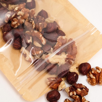 Пакет Zip-lock Крафт с прозрачной стенкой 12×20 + 4 см