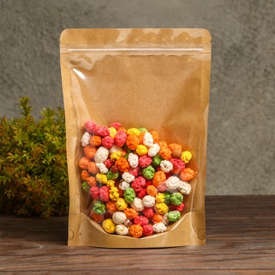 Пакет Zip-lock Крафт с прозрачной стенкой 18×26 + 4 см