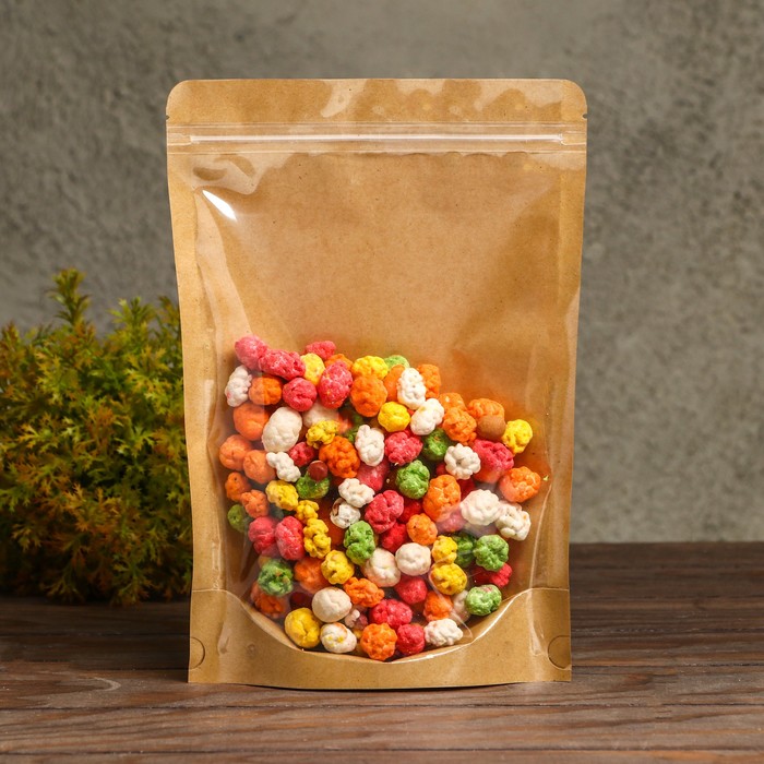 Пакет Zip-lock Крафт с прозрачной стенкой 18×26 + 4 см - Фото 1